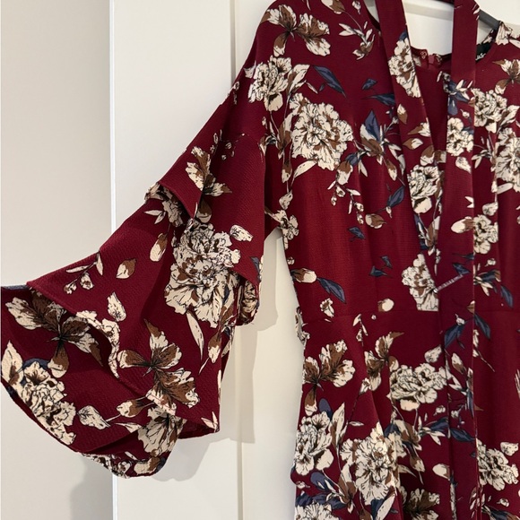 Lulu's Burgundy Floral High Low Dress - Picture 4 of 7
